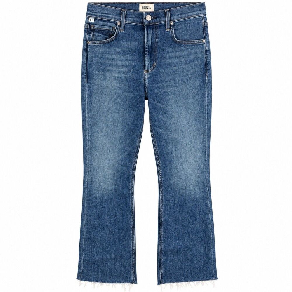 Citizens of Humanity Isola Jeans Womens 26 Blue Crop Bootcut Raw Hem Premium